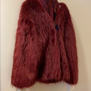 Burgundy fur jacket